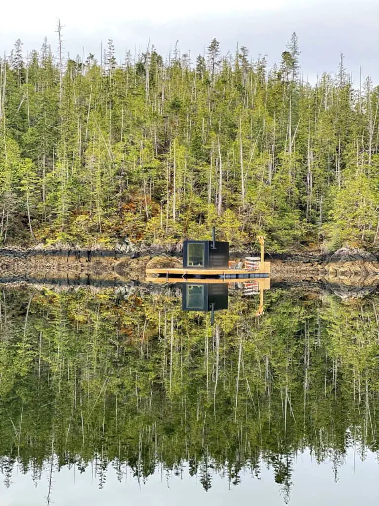 tofino floating sauna in winter