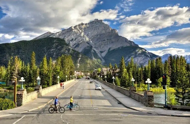 banff avenue with tunnel mountain in summer