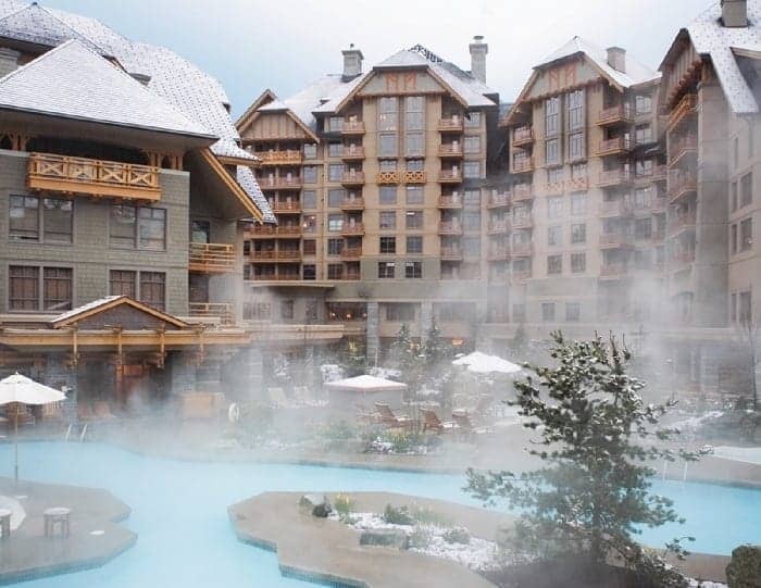 four seasons whistler hotel pool in winter