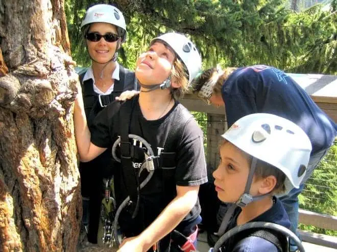 family zip lining in whistler with kids