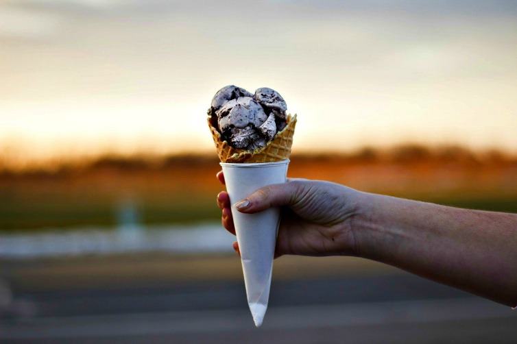 ice cream cone at sunset