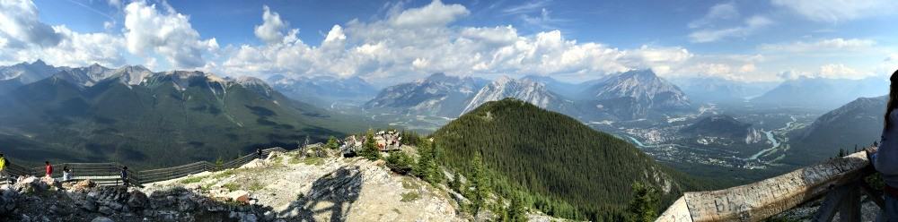 rocky mountains in banff seen from top of sulphur mountain