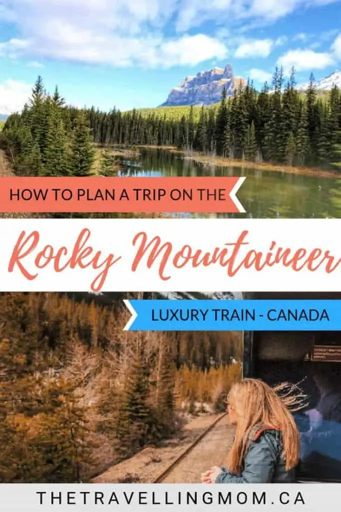rocky mountains and girl on rocky mountaineer train