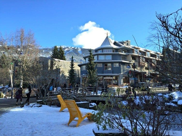 main village with snow in winter