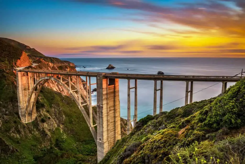 bixby bridge along california coast