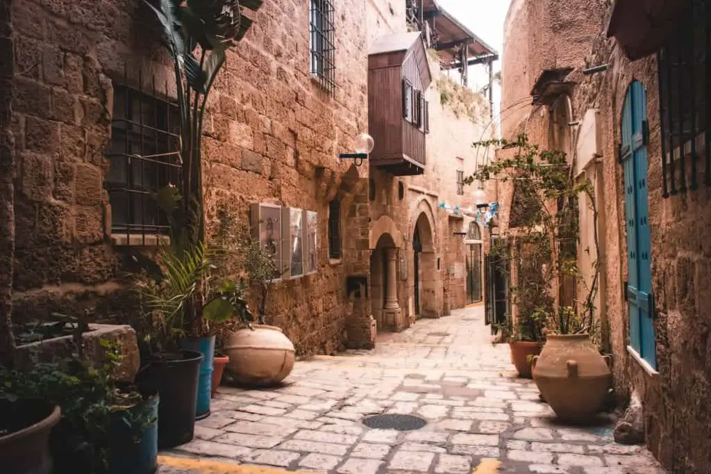 cobblestone street in israel