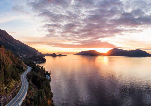 sea to sky highway in bc at dusk