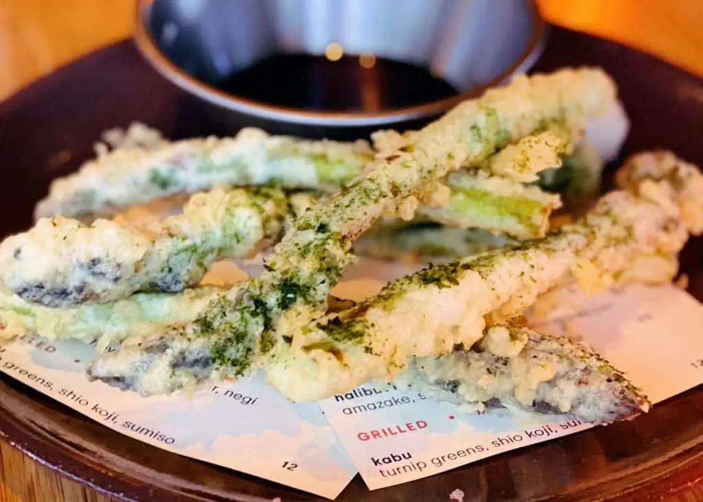 tempura asparagus at takibi
