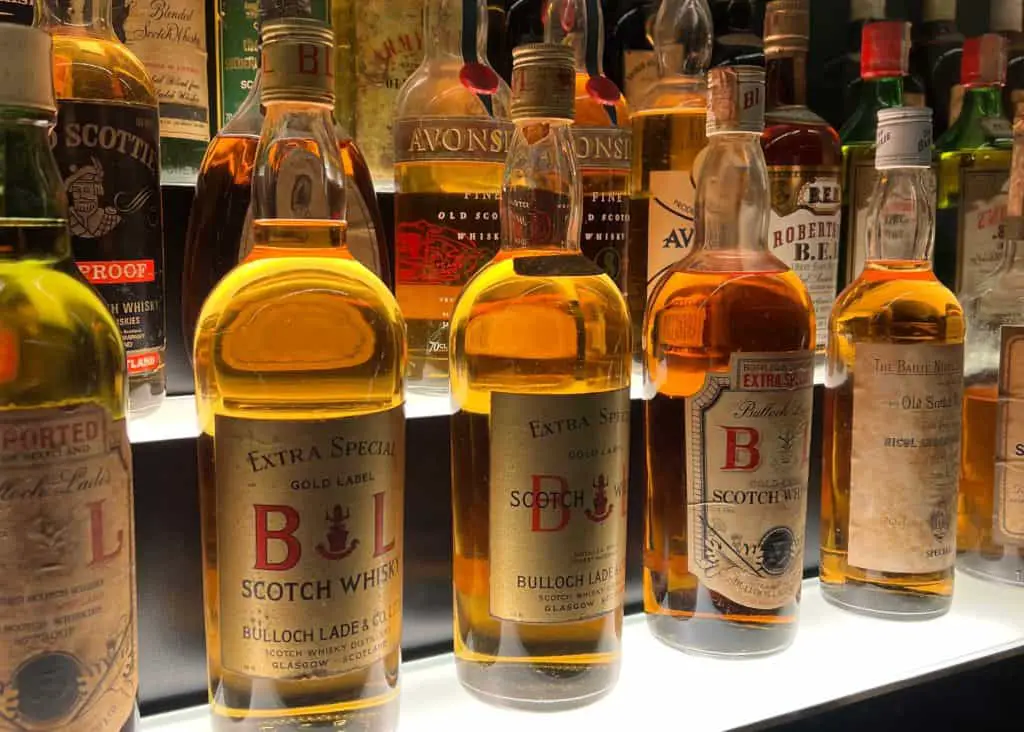 whisky bottles at scotch whisky experience edinburgh
