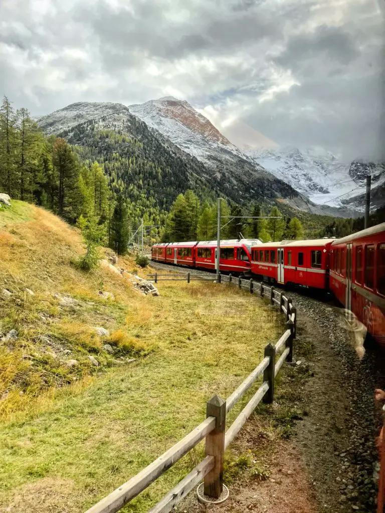 Bernina express on the rhaetian railway in grisons
