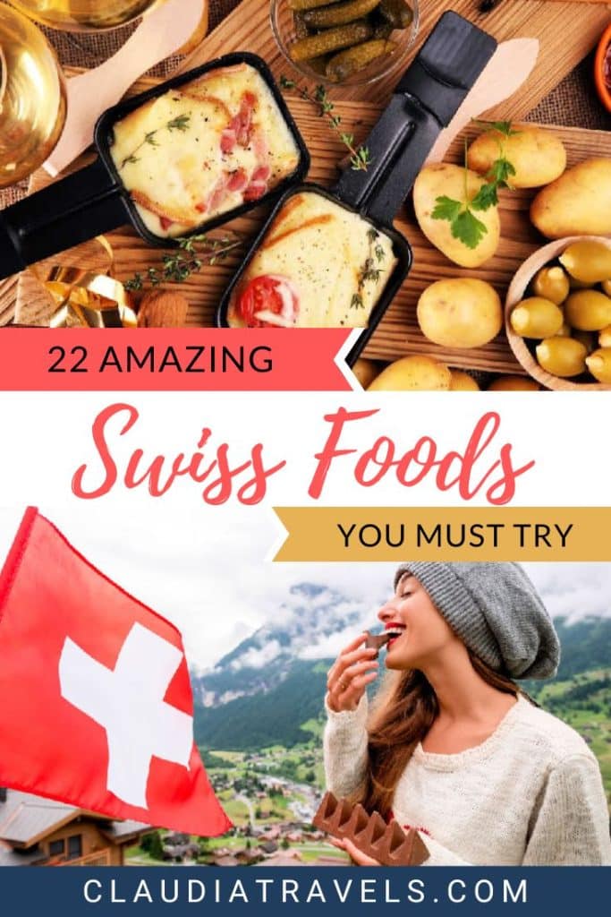 From melted cheese to chocolate and sweet meringue desserts, check out these unique and delicious Swiss food products to try in Switzerland. #swissfood #switzerland