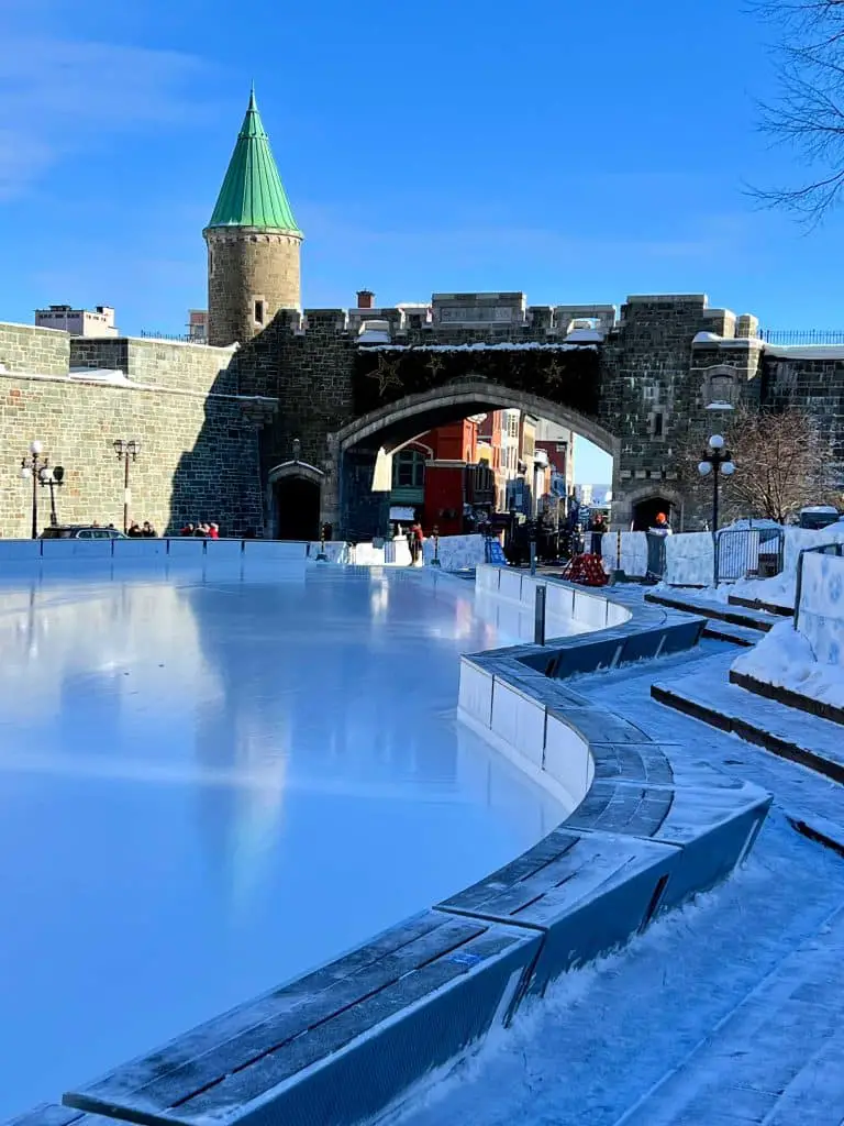 ice skating at place d'youville in quebec city