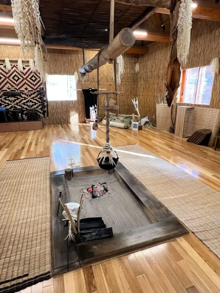 interior of ainu home at upopoy