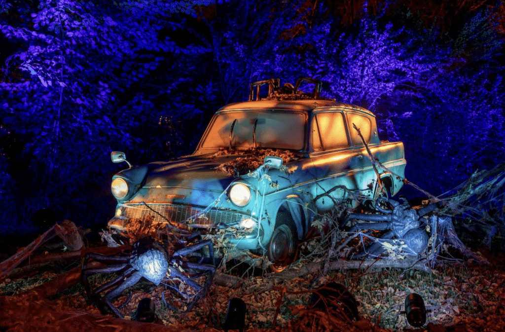 Harry Potter forbidden forest attraction flying car