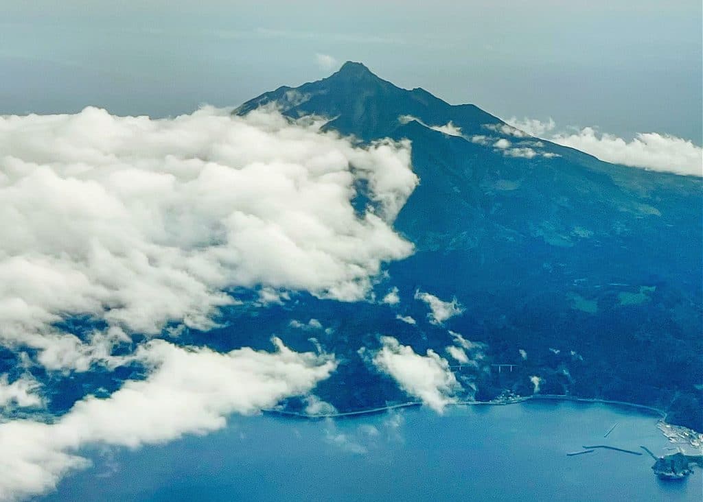 mount rishiri from the air