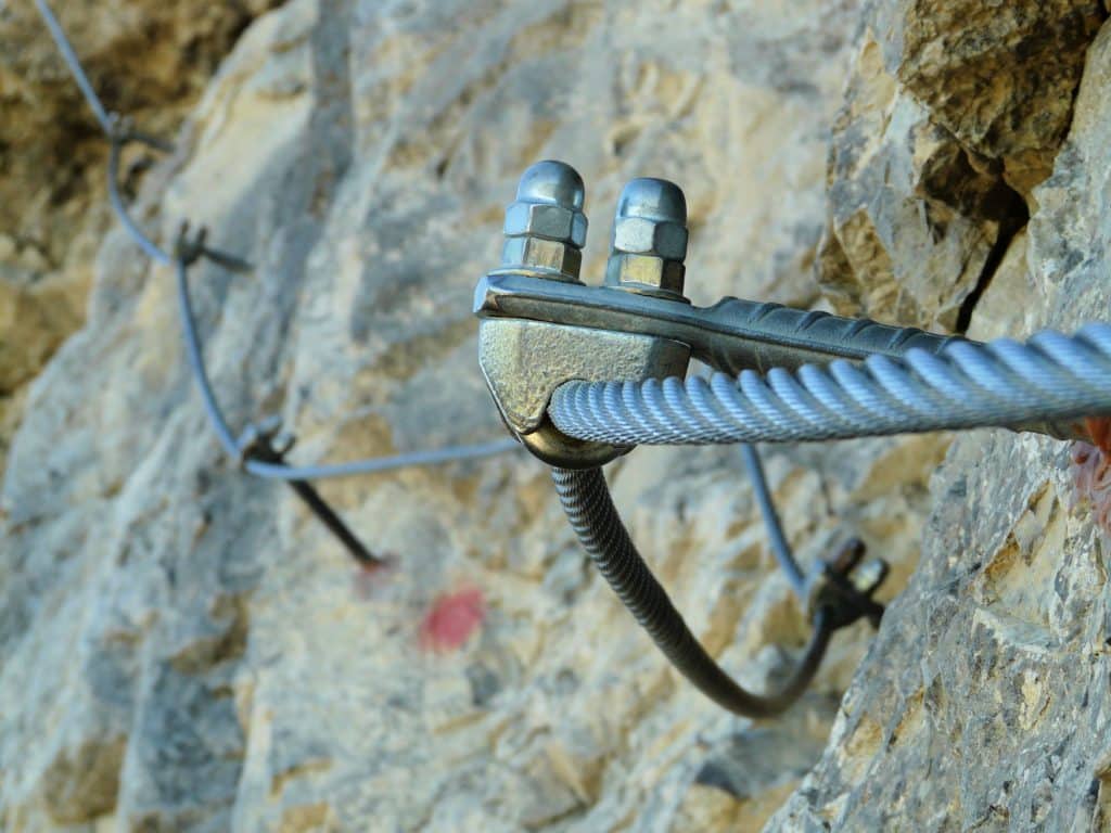 via ferrata route rope in the dolomites