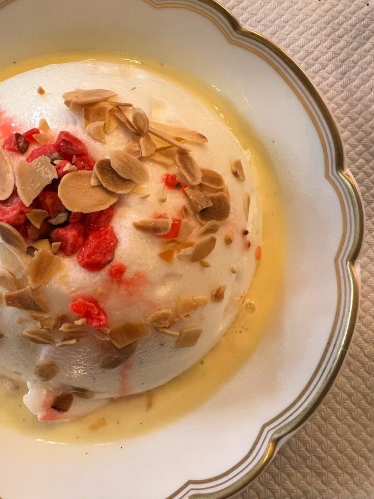 classic French comfort food dessert ile flottante in lyon