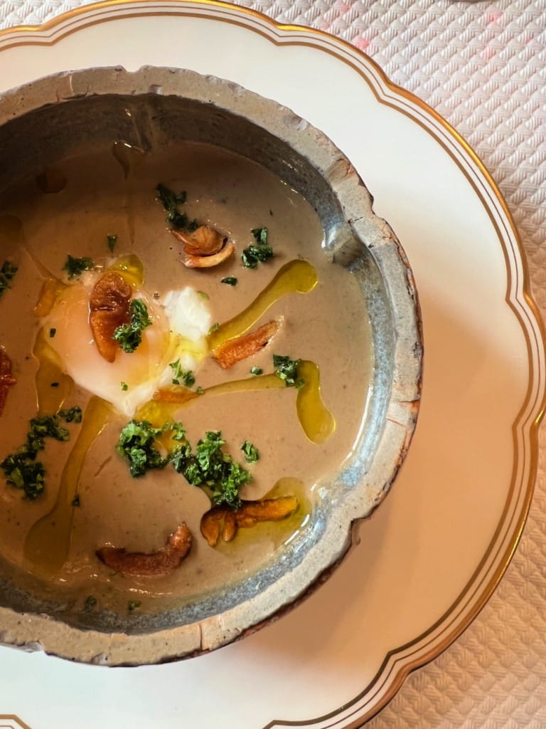 mushroom soup at a buchon in lyon